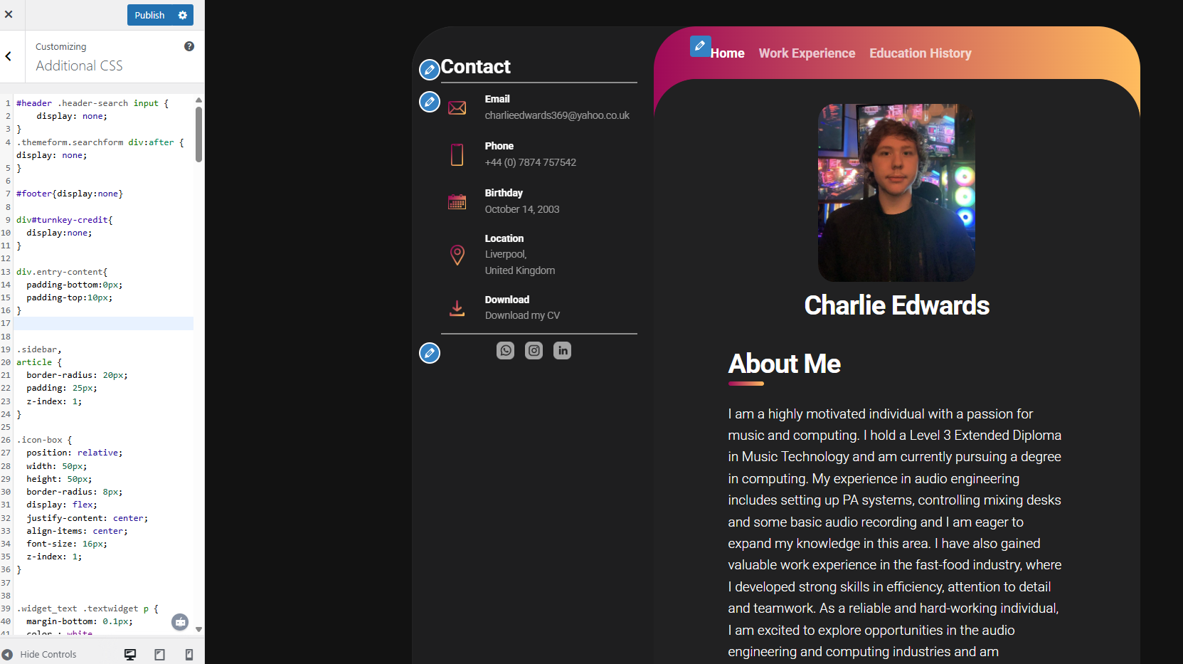 Wordpress Custom CSS image